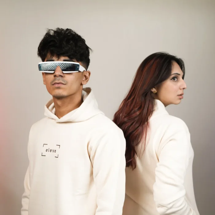 Ivory Embroidered Fleece Hoodie